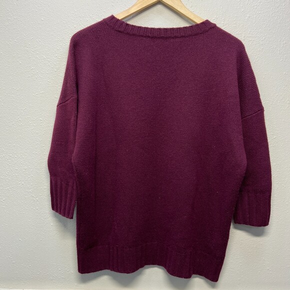 J Crew Collection Italian Cashmere Maroon 3/4 Sleeve Women's Pullover Sweater XS - Picture 2 of 7